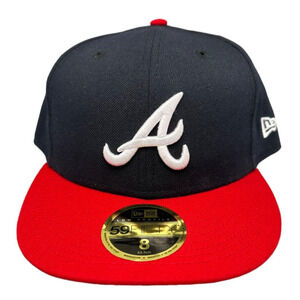 New Era 59Fifty MLB Atlanta‎ Braves Low Profile Navy Fitted Men's Hat Sz 8
